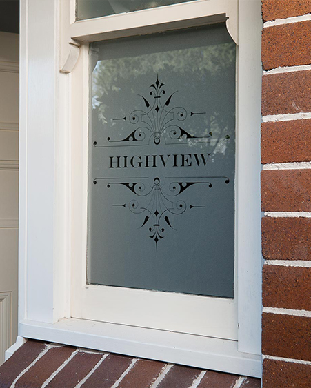 text house name cut into film